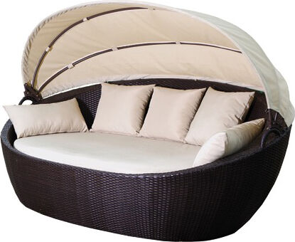 dechome guscio10 divano da esterno 3 posti effetto rattan in alluminio e polyrattan con tettuccio richiudibile 220x130x90 cm - guscio10
