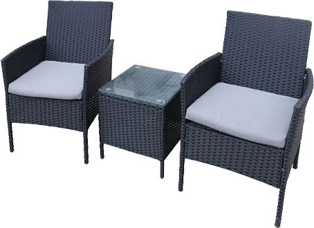 dechome radicalantr set da giardino salotto da giardino in resina effetto rattan salottino da esterno completo 3 pezzi: 2 poltrone, tavolino e cuscini - radical