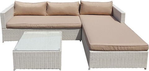 dechome relaxmorning set da giardino salotto da giardino in resina effetto rattan salottino da esterno completo 4 pezzi: divano con chaise longue tavolino e cuscini - relaxmorning