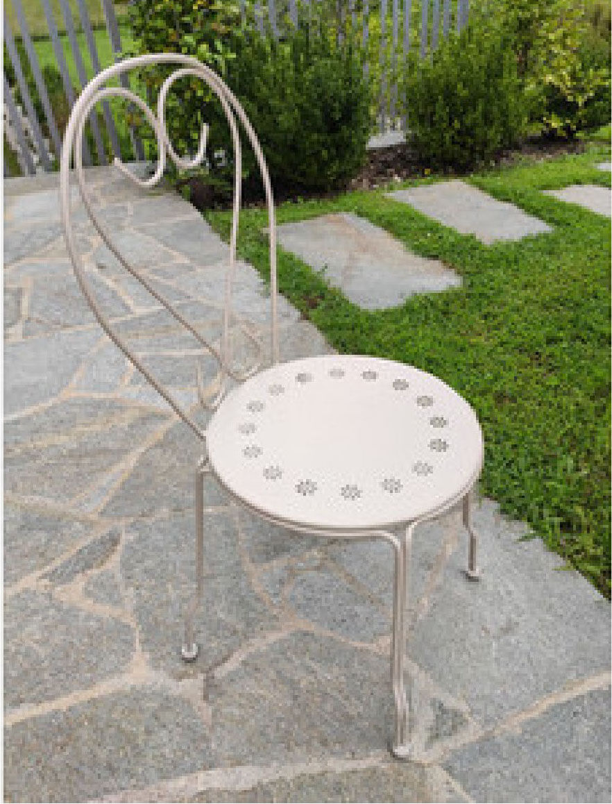 giardini del re 19697 sedie da giardino set 4 pezzi in acciaio 48x89h cm colore crema opaco - 19697