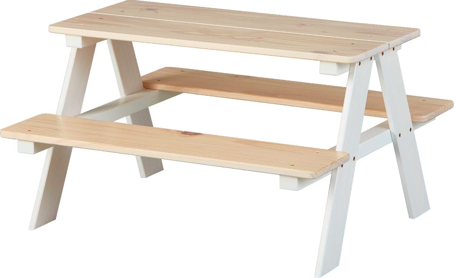 inter link 20705000 tavolino da giardino rettangolare cm 90x82x50h per bambini con 2 sedie ideale per pic-nic in legno colore bianco - 20705000