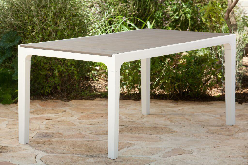 keter harmony tavolo da giardino rettangolare in resina 160x90x74h cm colore bianco tortora - harmony