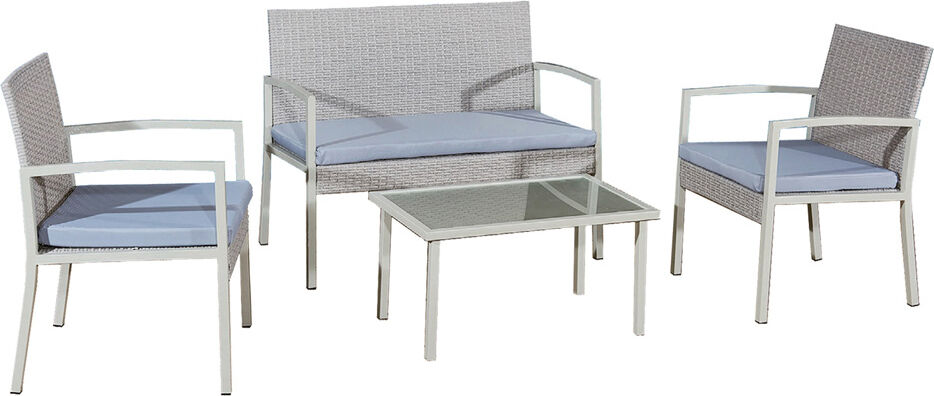 lifeingarden un-052 tavolo e sedie da giardino set tavolo rettangolare con 2 sedie e panca 2 posti polyrattan colore grigio - un-052 eurialo