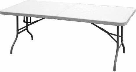 nbrand 37 tavolo da giardino pieghevole rettangolare in acciaio e polipropilene 180x75x74 cm colore bianco - camping182