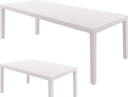 nbrand 60 tavolo allungabile da giardino rettangolare in resina effetto legno 220/150x90 cm colore bianco - indowht