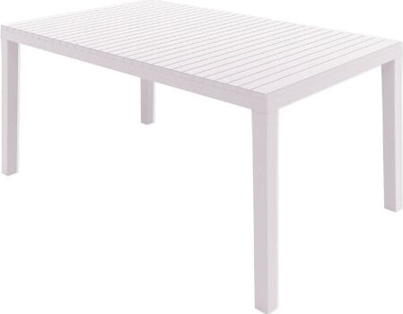 ipae-progarden 62 tavolo da giardino rettangolare in resina effetto doghe 150x90h cm colore bianco - palauwht