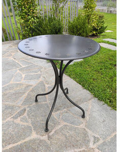 nbrand 7754 tavolino da giardino esterno rotondo in acciaio Ø 62x74h cm colore crema - 019695 sorrento