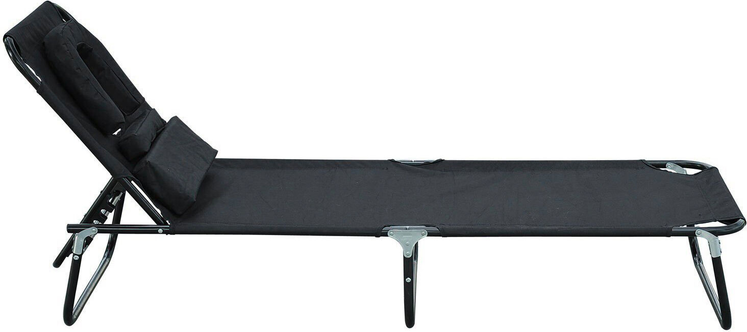 vivagarden 1034d lettino sdraio con apertura per viso pieghevole in tessuto oxford nero 190x56x28 cm - 1034d