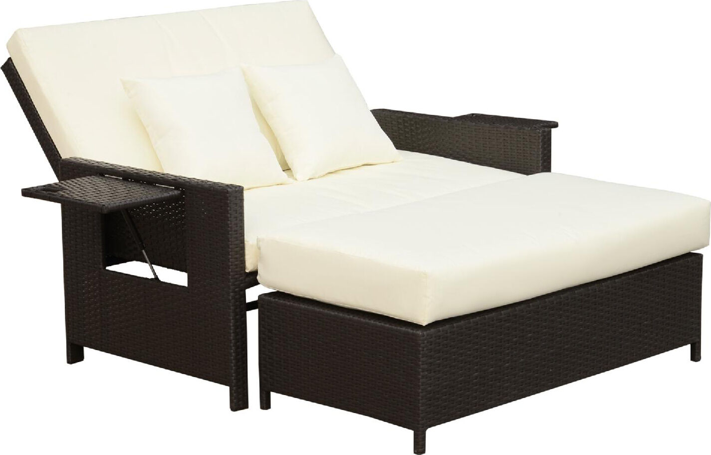 vivagarden 12862 divano da esterno con panca poggiapiedi in rattan pe marrone - 12862