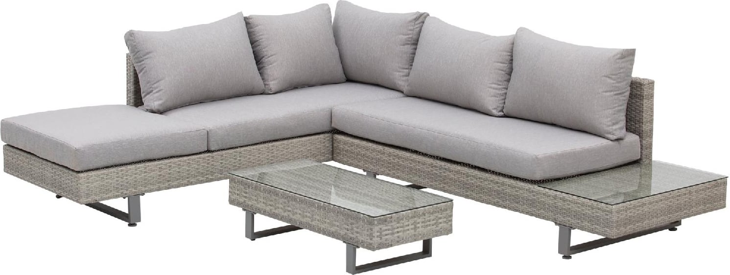 vivagarden 143860 salotto da giardino set da esterno 3 pezzi effetto rattan con 2 divani e tavolino da caffè colore grigio - 143860