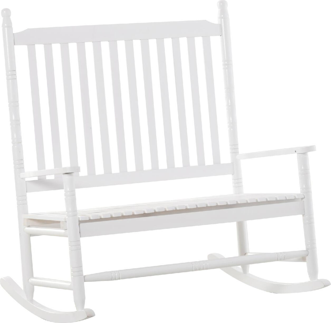 vivagarden 14984a panchina da giardino in legno a dondolo 2 posti con schienale alto e braccioli colore bianco - 14984a