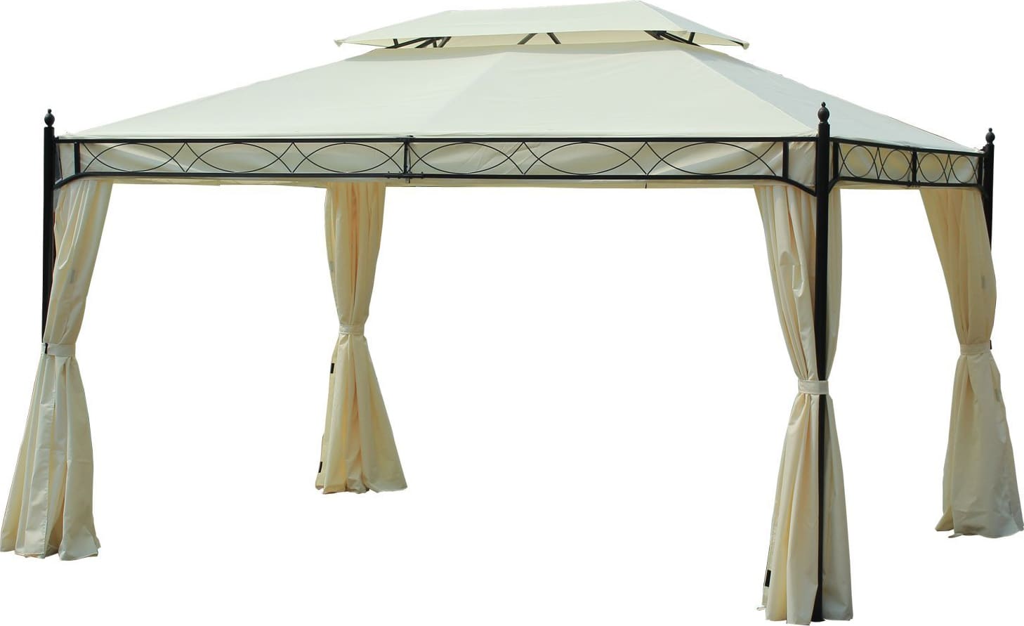 vivagarden 15d72 gazebo giardino 3x4 mt in acciaio con doppio tetto e 4 teli laterali colore crema - 15d72