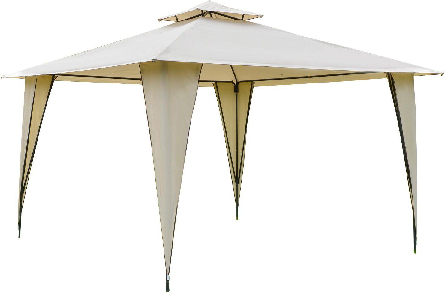 vivagarden 183b gazebo giardino 3.5x3.5 mt in metallo con doppio tettocolore beige - 183b