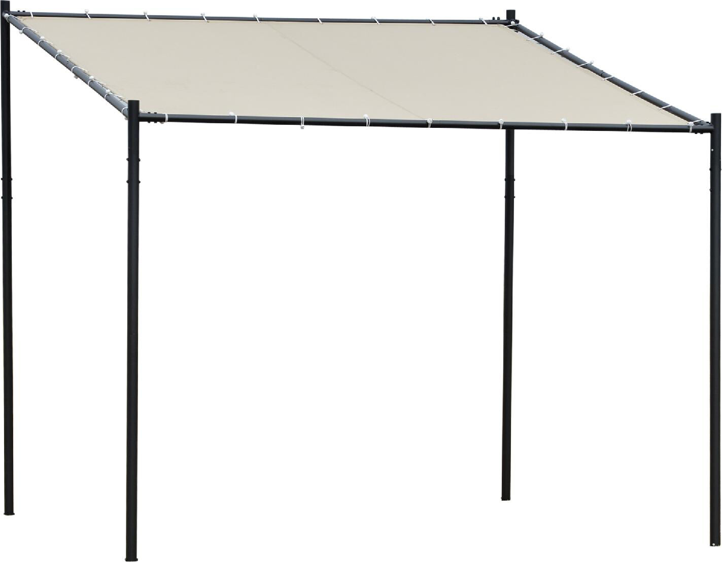 vivagarden 187b gazebo pergola da esterno e giardino 3x2.85x2.82m in metallo e poliestere beige pergola addossata - 187b