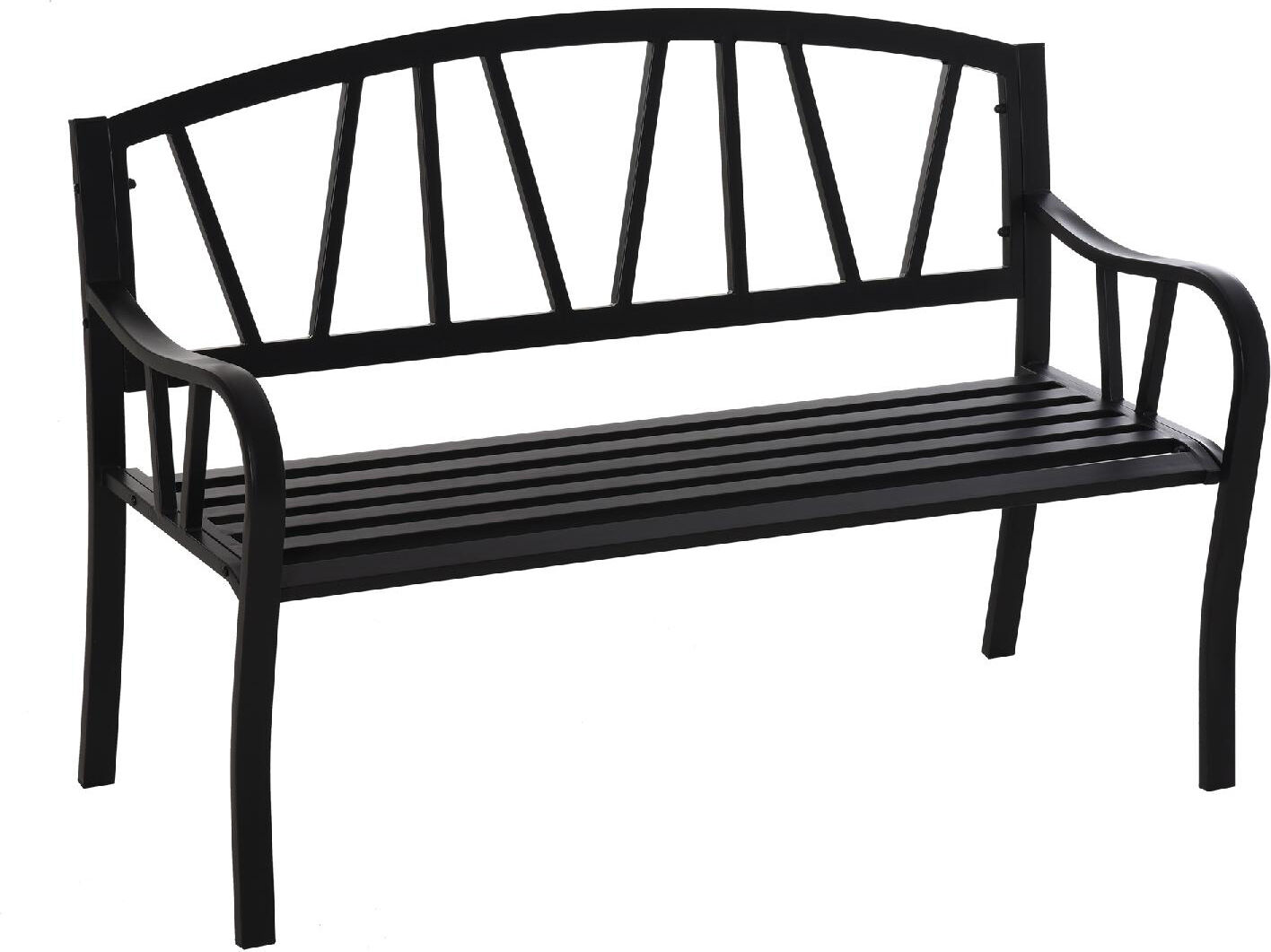 vivagarden 47884b panchina da giardino in metallo 2 posti 128x56x86 cm colore nero - 47884b