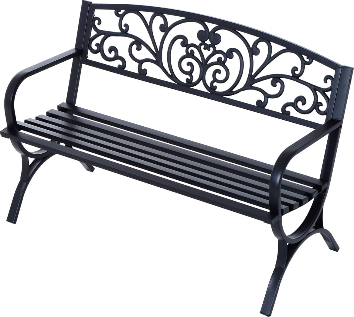 vivagarden 84b005 panchina da giardino in ghisa lavorata 127x60x85 cm colore nero - 84b005