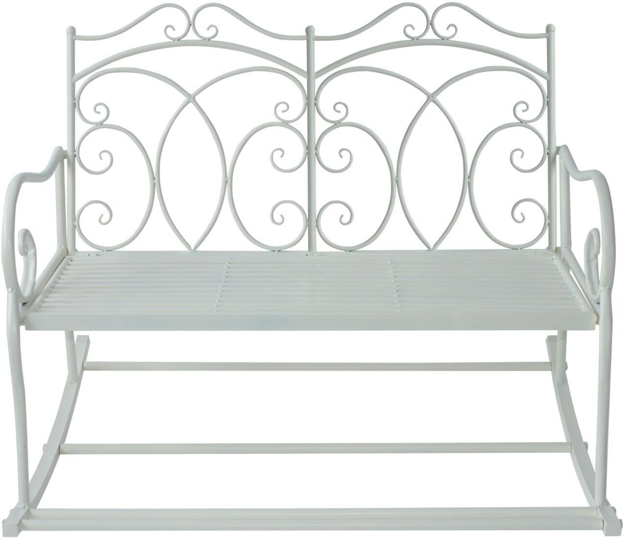 vivagarden 84b078 panchina da giardino a dondolo in ferro stile shabby 102x74.5x78 cm colore bianco - 84b078