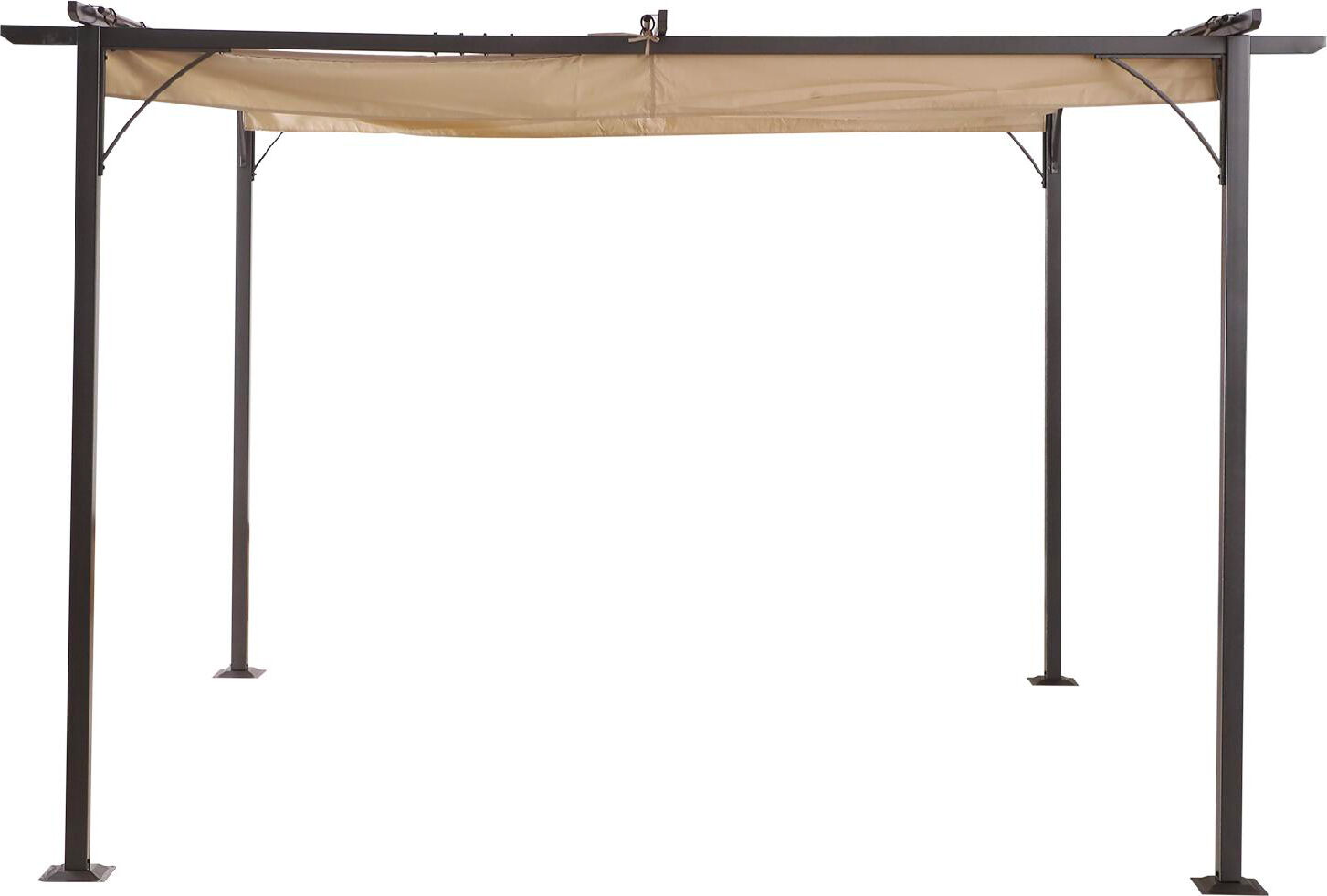 vivagarden 84c05d gazebo pergola da giardino parasole retraibile cornice nera tendale beige 350x350x230 cm - 84c05d