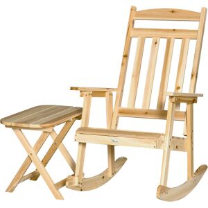 Dechome 734nd84b Sedia A Dondolo Da Giardino In Legno Di Abete 115x67x89h Cm + Tavolino Pieghevole In Legno - 734nd84b