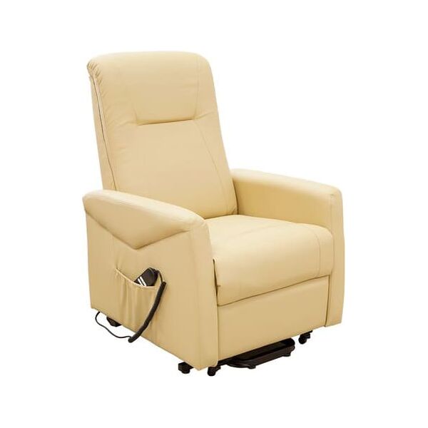 amicasa hs8076c poltrona relax reclinabile poltrona per anziano elettrica alzapersone in ecopelle pu colore beige - hs8076c giada