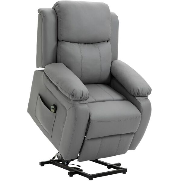 dechome 092v90gy713 poltrona relax reclinabile poltrona per anziano elettrica alzapersone con telecomando in similpelle colore grigio - 092v90gy713