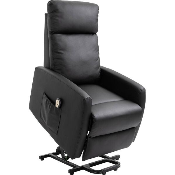 dechome 713066v50 poltrona relax reclinabile poltrona massaggiante per anziano elettrica alzapersone in similpelle con telecomando colore nero - 713066v50