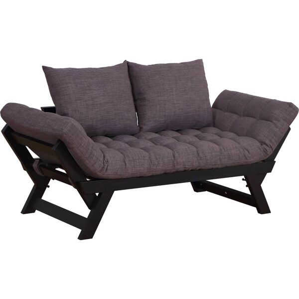 dechome 833380 divano letto chaise longue in rovere nero e tessuto di lino grigio antracite l164xd66xh81 cm - 833380