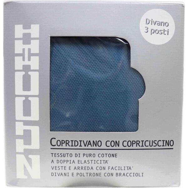 bd1893 outlet - copridivano 2 posti elasticizzato tinta unita con copricuscino colore avio - zucchi