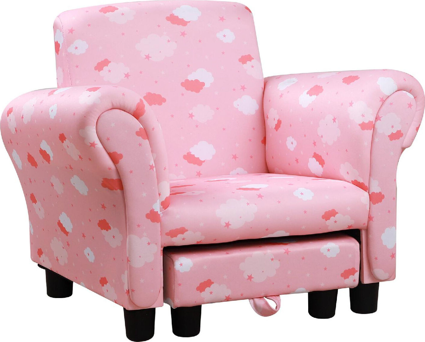 dechome 033pkek310 poltroncina imbottita per bambini con poggiapiedi estraibile-rosa - 033pkek310