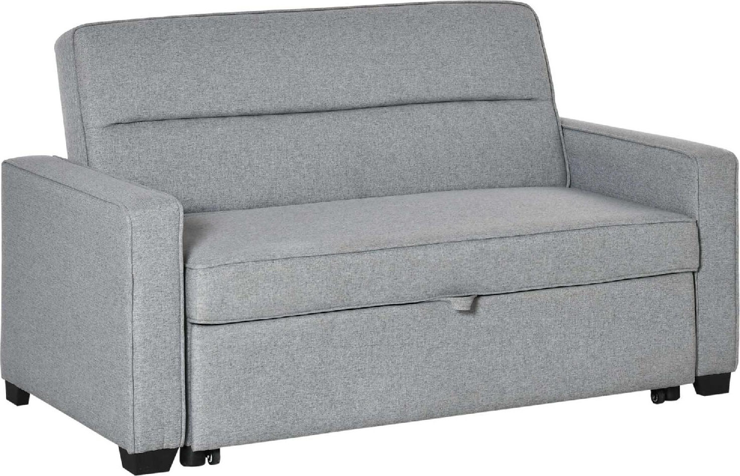 dechome 157 divano letto a 1 piazza in tessuto seduta 2 posti e schienale a 3 reclinazioni 154x87x89cm grigio