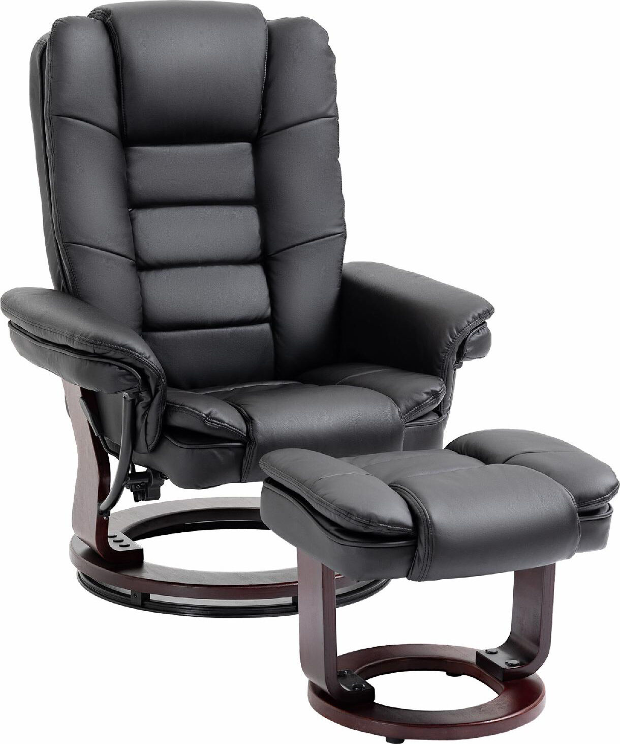 dechome 165bk poltrona relax reclinabile con poggiapiedi separato girevole a 360° e similpelle pu colore nero - 165bk