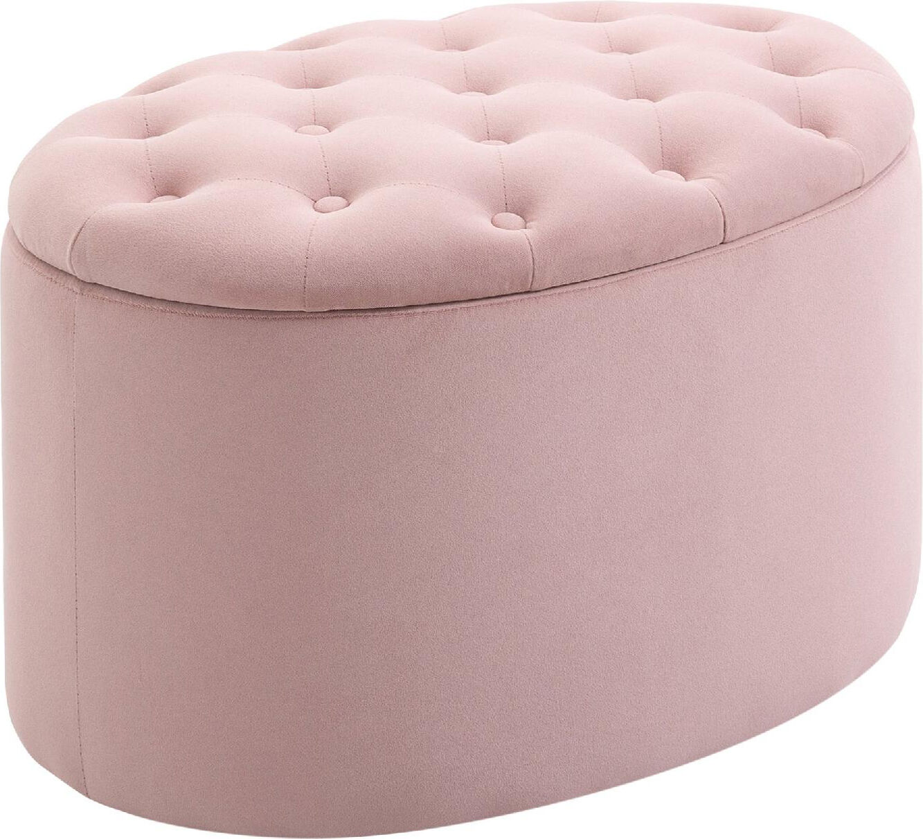 dechome 176pk pouf contenitore ovale imbottito e trapuntato in velluto 71x52x42cm rosa