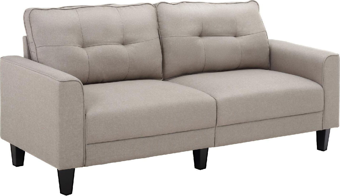 dechome 190bg divano 2 posti con rivestimento in tessuto effetto lino divano moderno imbottito con 6 gambe in legno e braccioli beige
