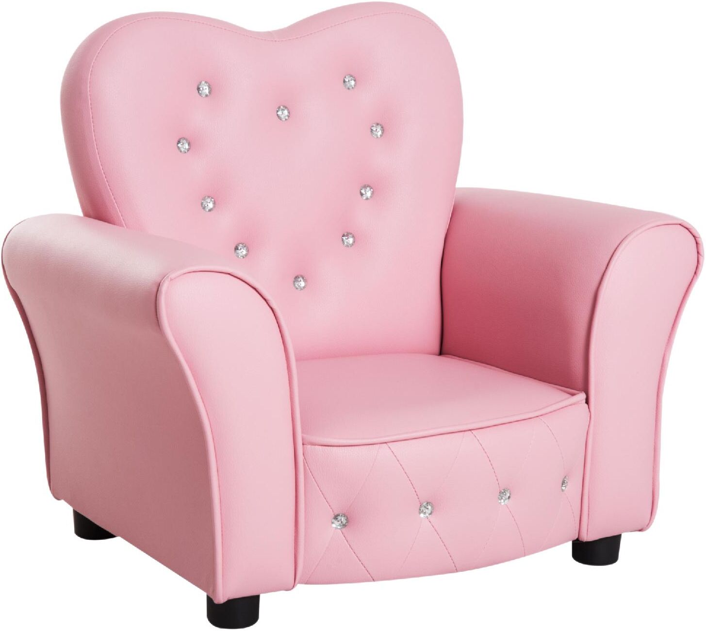 dechome 25310 poltroncina per bambini imbottita poltrona per cameretta con rivestimento in pvc e struttura in legno 59x41.5x49cm rosa - 25310