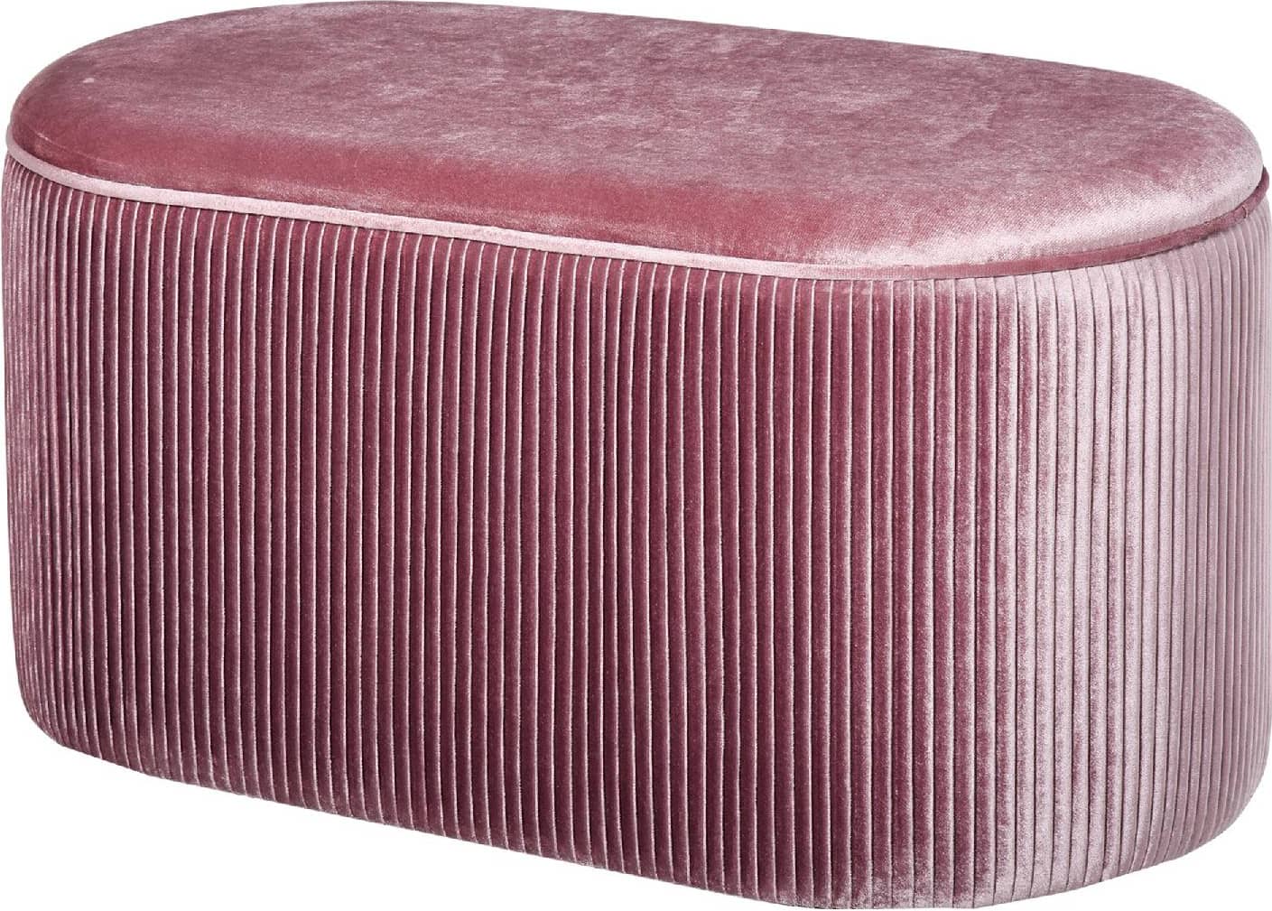 dechome 838085pk pouf contenitore in velluto imbottito per camera da letto e ingresso rosa - 838085pk