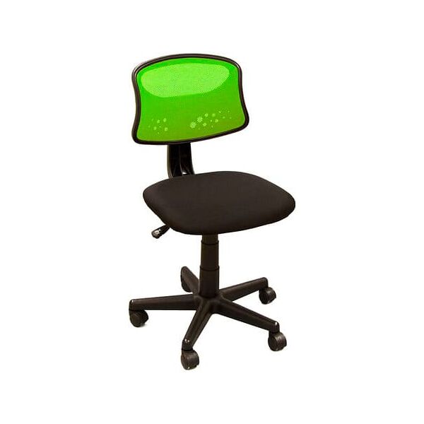 amicasa w-132 sedia girevole poltrona da scrivania seduta imbottita in tessuto schienale in textilene altezza regolabile colore nero verde - w-132 dattilo