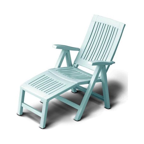 pas046 sdraio da giardino pieghevole sedia sdraio mare in plastica braccioli schienale regolabile e poggiapiedi colore bianco - pas046 lucrezia relax