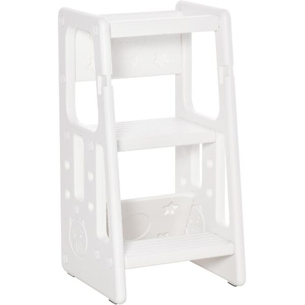 dechome 050wt312 scaletta per bambini torre montessoriana altezza regolabile 3 livelli 47x47x90 cm colore bianco - 050wt312