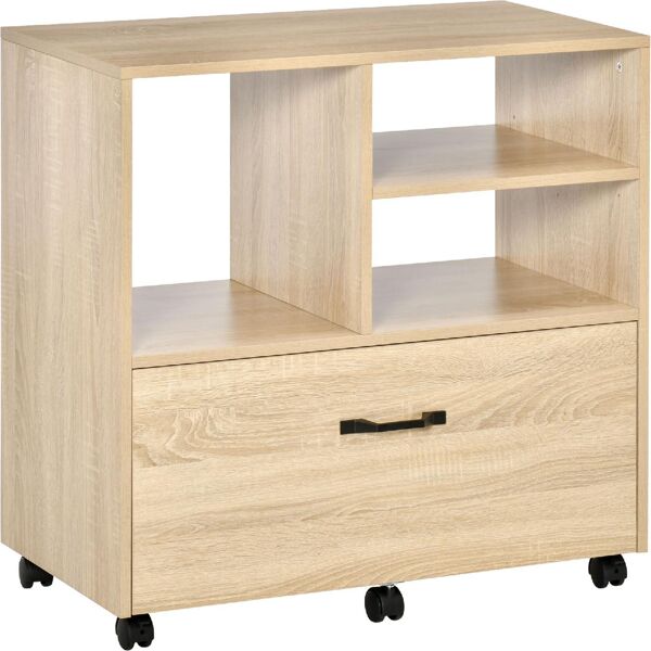 dechome 41 mobile multiuso per ufficio in legno mobile porta stampante con 5 ruote cassetto e ripiano regolabile 77x40x73cm legno