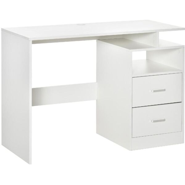 dechome 467wt836 scrivania pc salvaspazio per camera o ufficio in legno 108x48x76cm bianco - 467wt836