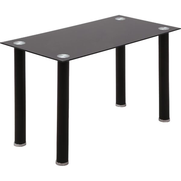 dechome 481bk/835 tavolo rettangolare struttura in metallo e piano in vetro temperato colore nero - 481bk/835
