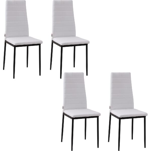 dechome 483v01wt/835 set 4 sedie imbottite stile moderno in metallo e tessuto colore bianco - 483v01wt/835