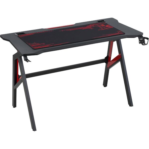 dechome 856dh98 scrivania gaming moderna per camera o ufficio con tappetino mouse maxi e accessori 120x58x75cm rosso/nero - 856dh98