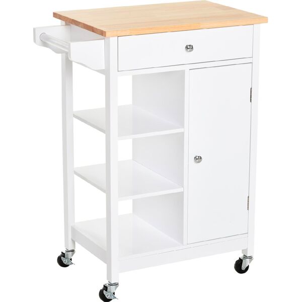 dechome 8011d6 carrello da cucina cassetto armadio pannello mdf legno di gomma bianco - 8011d6