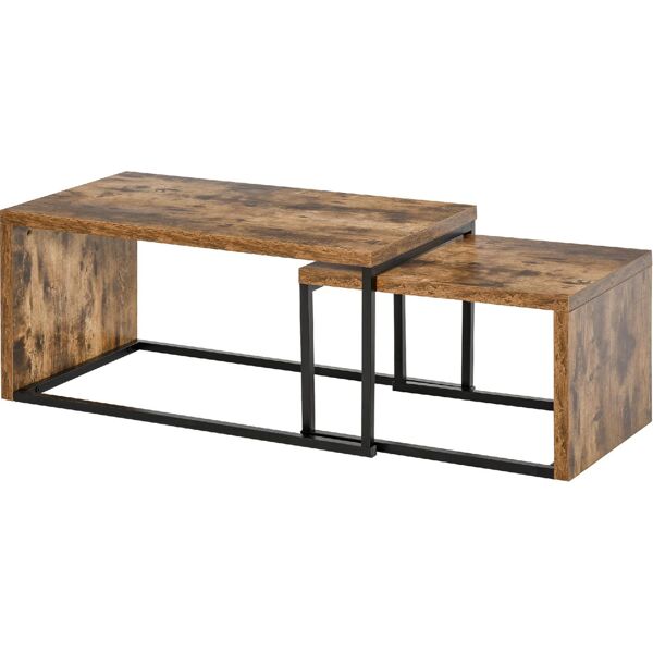 dechome 82/839 tavolini salotto in legno impilabili e salvaspazio in stile industriale legno mdf e metallo marrone e nero - 82/839