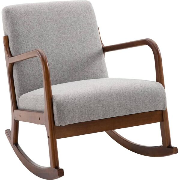 dechome 833861 sedia poltrona a dondolo imbottita gambe in legno sicuro per realx grigio - 833861