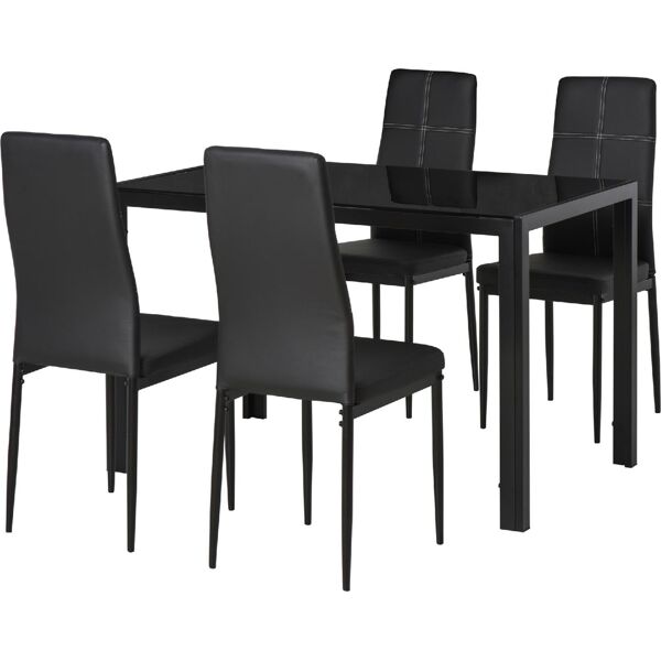 dechome 835d55bk set da pranzo 4 sedie imbottite e 1 tavolo 4 persone nero - 835d55bk