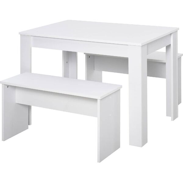 dechome 835d57 set da pranzo tavolino con 2 panche in stile moderno bianco 110 x 70 x 75cm - 835d57