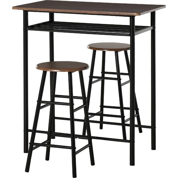 dechome 835d57bk tavolo alto e 2 sgabelli con poggiapiedi per cucina in legno sala bar stile nordico colore nero - 835d57bk
