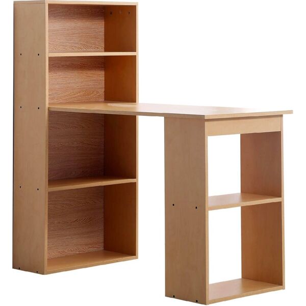 dechome 836065 scrivania con mensole libreria in legno naturale 120x55x120 cm - 836065